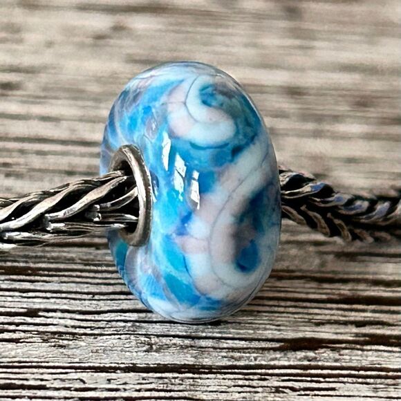 Summersday Artisan Trollbeads Style Trollstone Blue Pink White Mosaic Swirl NEW - Picture 3 of 12